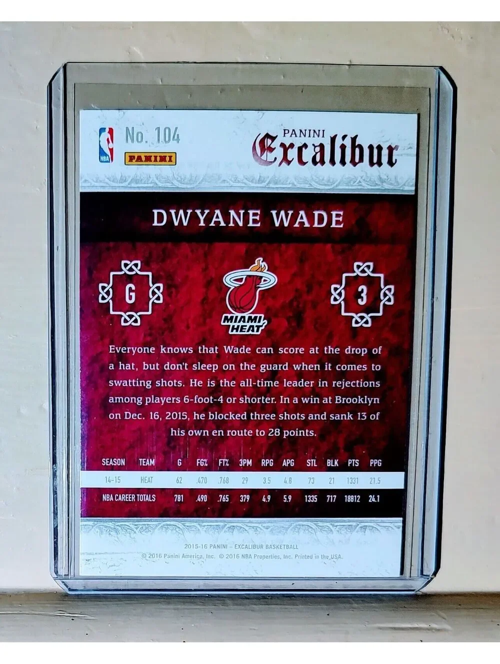 Dwyane Wade 2015-16 Panini Excalibur Basketball NBA #104 Card